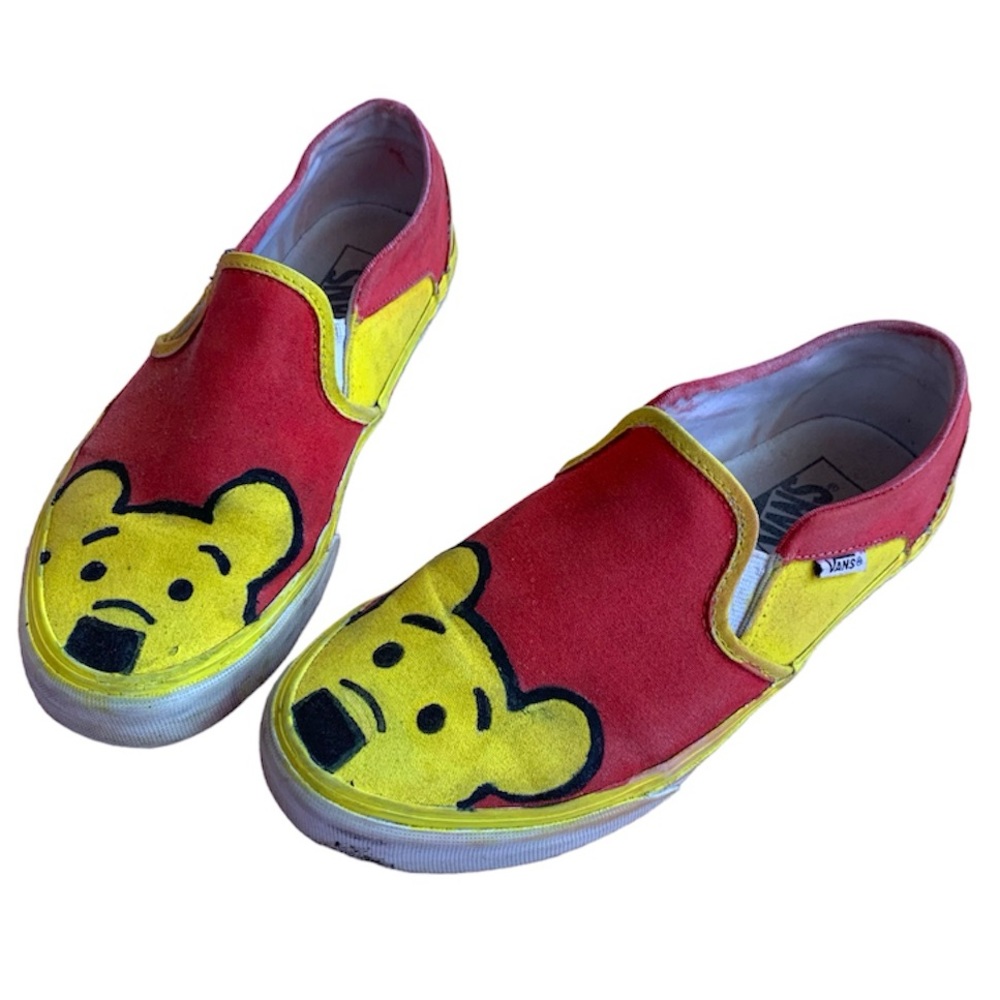 Custom Slip On Vans Womens Size 8 Winnie the Pooh Hand Painted